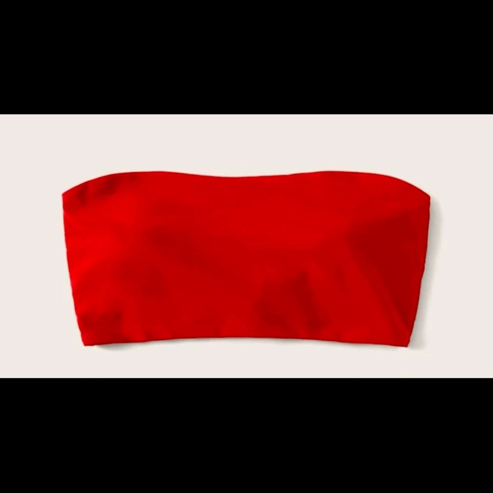 Red ribbed swim top (only top) with crisscross tied back!